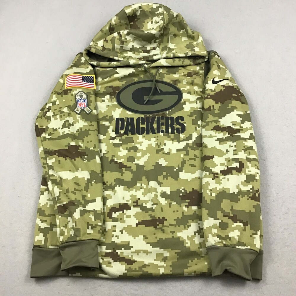 Green Bay Packers Hoodie Men Large Green Digital Camo Salute to Service STS L